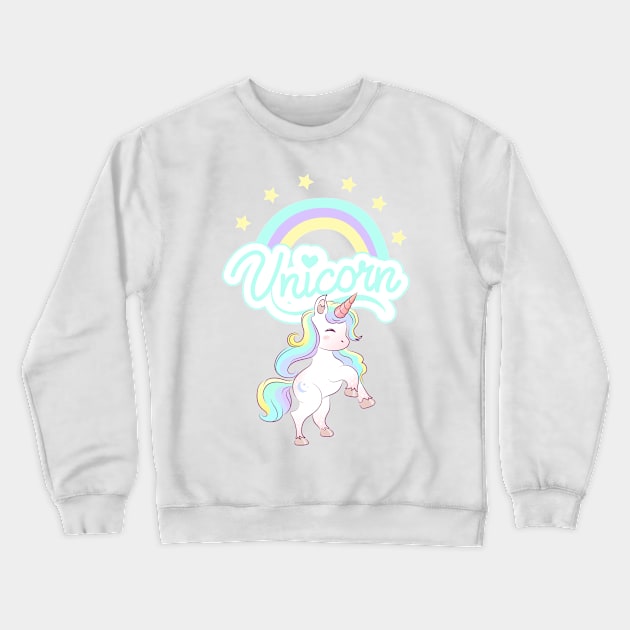 Beautiful Unicorn, Rainbow, and Stars Crewneck Sweatshirt by teezeedy